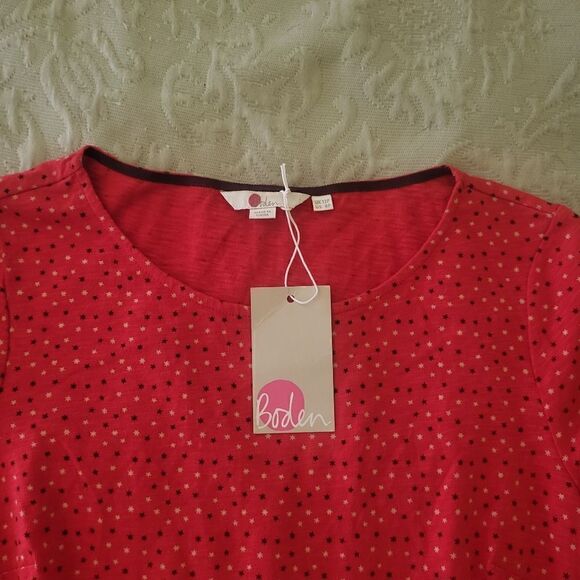 NWT Boden "Odelia" Red Star Print Drop Waist Cotton Jersey Dress Sz.8 Ret.$135 - Picture 8 of 8